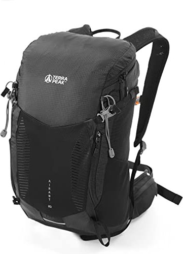 Terra Peak - Wanderrucksack Airant 20 Rucksack für Damen & Herren schwarz klein, zum Wandern, Trekking, Camping mit belüftetem Netzrücken und Trinksystem-Vorbereitung, unisex Backpack leicht