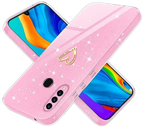 Yichxu Handyhülle für Huawei P30 Lite Hülle Glitzer Herz Love Silikon TPU Stoßfeste Schutz Bumper Case Cover Glänzend Ultra Dünn Kratzfeste Schutzhülle für Huawei P30 Lite, Rosa