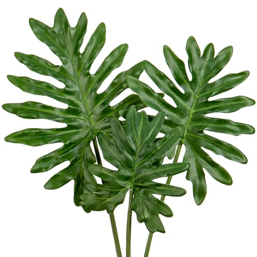 Oairse Set mit 3 Künstlichen Monstera Groß Kunstpflanzen wie echt für Boho-Hochzeitsdeko, Tropische Palmblätter-Dekoration für Zuhause, Haus, Party, Küche, DIY-Blumenarrangement