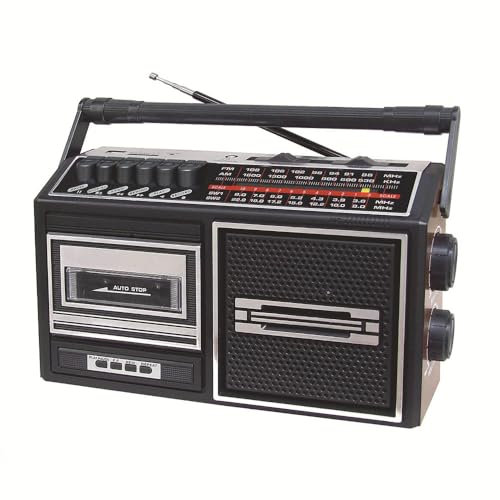 Reproductor De Cassette Retro Boombox, Grabador Portátil De Cinta Vintage, Almacenamiento De Soporte De Tarjeta Enchufable AM ​​FM Y USB, Con Conector Para Auriculares, Para Decoración Del Hogar Retro