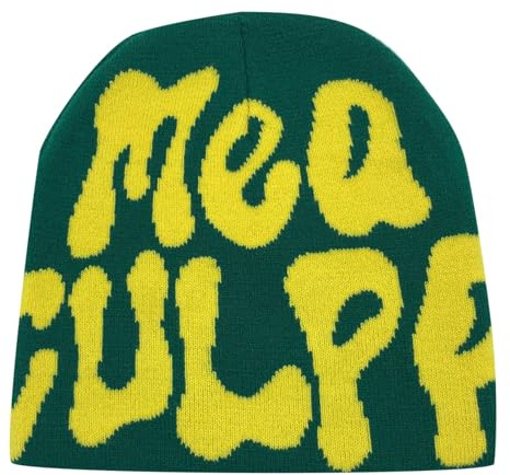 Y2k Beanie Mütze Herren Damen Teenager Y2k Cap Winter Knit Skater Beanie Mütze Hip Hop Strickmützen Baumwolle Spider MEA Culpa Printed Y2k Beanie Cap Hat Pink Harajuku Fashion