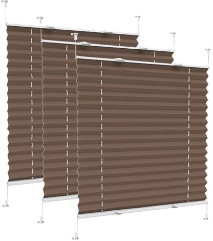 Plisse, Rollo, Faltrollo, 105 x 220 cm Sicht- und Sonnenschutz Wärmeisolierung, Aluminium Rollos, ohne Bohren Klemmfix, für Fenster & Balkontür, Taupe