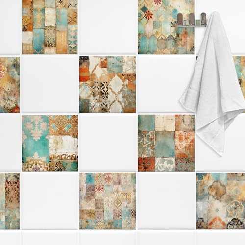 GRAZDesign Fliesenaufkleber Bad & Küche Abstrakt Muster Marokkanisch Klebefliesen selbstklebend - 20x25cm / 20 Stück