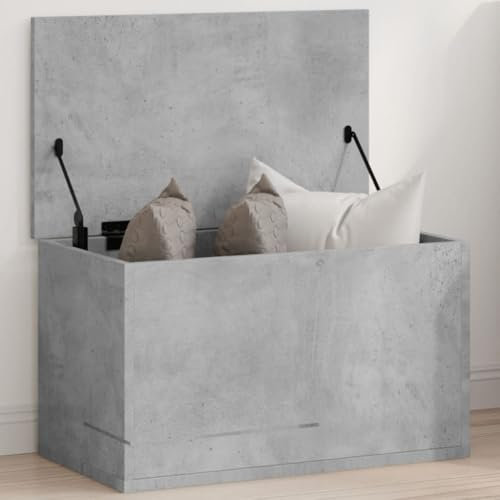 Homgoday Truhen und Truhen für den Außenbereich, Aufbewahrungsbox für Garten, Gartenwerkzeug, Sitzsack für den Außenbereich, Aufbewahrungsbox, Grau, Beton, 60 x 35 x 35 cm, Spanplatte