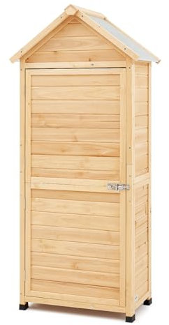 VEVOR Geräteschuppen 710 x 455 x 1600 mm, Gartenschrank, Lagerschuppen aus Holz, Geräteschrank mit Regalen, Schloss & Boden, wasserdichter Gartenhaus, Lagerschrank für Terrasse, Hof, Rasen, Garten