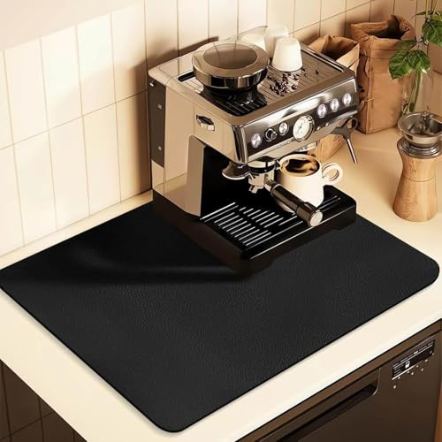 GIUSOBG Alfombrilla Escurreplatos Café 50×40cm Absorbente Alfombrilla Negro | Alfombrilla Negro de Platos Estera Fregadero Secado Rápido Almohadilla Fregadero Cocina Cafetera