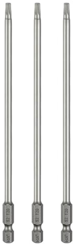 QUARKZMAN 3Pz T20 Punte Cacciaviti Torx 6 (150mm) L Set Precisione | Gambo Esagonale 1/4, Magnetiche, Senza Foro, Antimanomissione, a Stella a 6 Punte, in Acciaio S2, per Uso Industriale