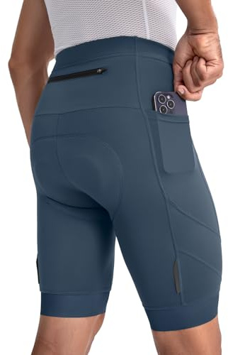 BERGRISAR 4D vadderade cykelshorts herr vägcykel snurrande shorts med 3 fickor, Blågrå, L