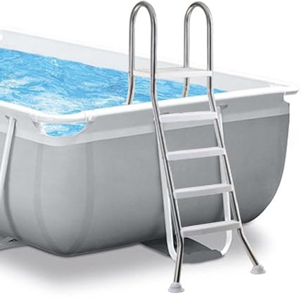 AIBOTY Escalera de Piscina de Alta Resistencia de 4escalones para Piscina elevada Escalera de Piscina elevada de Acero Inoxidable con escalones Antideslizantes escaleras de Piscina pasamanos Dobles
