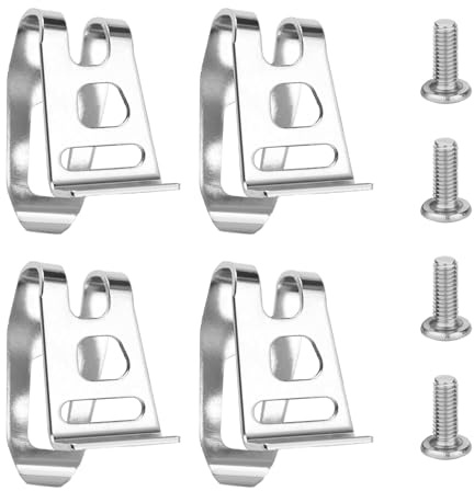 4 Piezas Ganchos de Clip de Cinturón de Acero Inoxidable con Tornillos, Soporte para Taladro Inalámbrico, Compatible con Herramientas, Clip Resistente para Cinturón, Apto para Dispositivos Makita