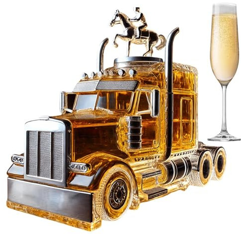 Wine Decanter | Half Truck Whiskey Bottle - 375ml Champagne Container with Stopper for Home Kitchen Bar Brunch Hosting Parties Birthday