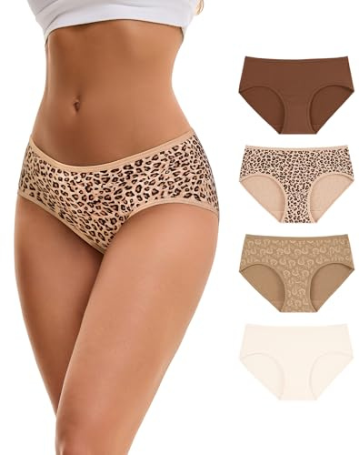 INNERSY Culotte Femme Coton Confort sous-vêtements Midi Hipster Lot de 4 | Slip Classique Taille Moyenne, Culottes Femmes Respirants Élastiques, Sans Étiquette, Confort pour Sport et Quotidien