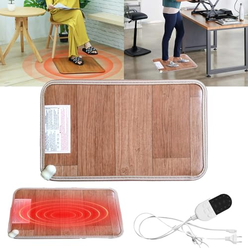 Calentadores De Pies, 50w 220v EléCtrico Calentador De Pies Con Cable De 150 Cm 10 Niveles De Calentamiento 25 °C-55 °C Temperatura Ajustable Para Oficina Y Hogar 50 X 30 Cm (MarróN)