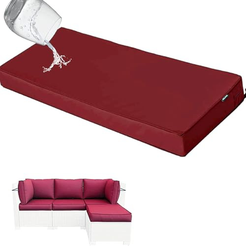 Outdoor Waterproof Bench Cushion for 2 3 Seats Removable Padded Garden Furniture Cushion Beer Bench Seat Pad Swing Cushion Red (150 x 40 x 5 cm)
