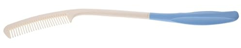 IWOWHERO Peine Ergonómico con Mango y Curvado para Personas Mayores y Discapacitadas Diseño Cómodo para Cuidado Fácil y Doméstico Color Azul y Blanco