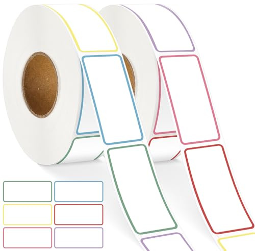 2000 etichette adesive per alimenti, 25 x 50 mm, rimovibili, per congelatore, facili da staccare, impermeabili, per barattoli, contenitori per alimenti, congelatore (2 rotoli)