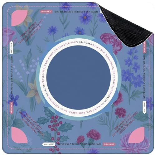 Mahjong Mat for Table Seamless Birth Month Flowers Carnation Daisy Gladiolus Lily Valley 31.5 x 31.5 Suit American Mahjong Rules Non-Slip Noise-Reducing Game Mat for Poker Dominoes Board Games