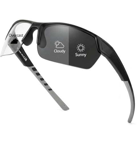 Myiaur Selbsttönend Fahrradbrille Herren Damen Halbrahmen-Sportbrille mit Photochrome UV400 für Radfahren & Laufbrille