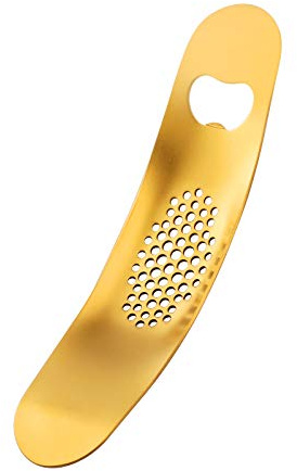 Meisha Knoblauchpresse & Flaschenöffner, Edelstahl Praktischer Küchenhelfer Knoblauch Rocker Chopper Squeezer Slicer Fleischwolf Press Küche Knoblauch Stampfer - Gold