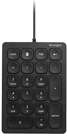 Kensington Wired Numeric Keypad, 21-Key Number Pad with 4 Shortcut Keys, Quiet Scissor Keys, Compact USB-A Numeric Keyboard, for Windows, macOS & Chrome OS (K79820WW), Black