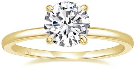 EAMTI 1.5CT 925 Sterling Silver 14K Gold Plated Engagement Rings Round Cut Solitaire Cubic Zirconia CZ Wedding Promise Rings for Her Wedding Bands for Women Size 7