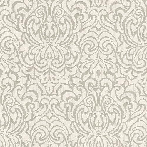 Profhome Papier peint aspect textile 961933-GU papier peint textile beige blanc-crème 0,53 m x 10,05 m / 5,33 m2