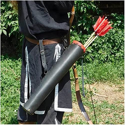 Mittelalterlicher Retro Rückenköcher Herren PU Leder Bogenschießen Köcher Verstellbarer Wikinger Ritter Pirat Krieger Pfeilköcher für Outdoor Bogenschießen/Cosplay Kostümzubehör Mittelalterlicher Sti