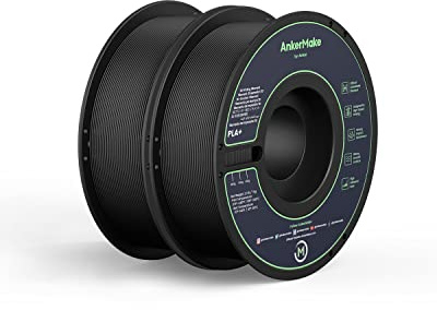 Filament d’impression 3D AnkerMake PLA+, Filament AnkerMake officiel, Pack de 2, 2 kg, durable et résistant, lisse, taux d’adhésion élevé, conçu pour l’impression à grande vitesse (noir)