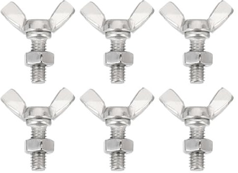 QUARKZMAN 6pz Viti Farfalla a Ali M6-1x16mm Con 6pz Dadi, Viti Farfalla a Mano in Acciaio Inossidabile 304, Viti Farfalla a Mano a Testa a Farfalla