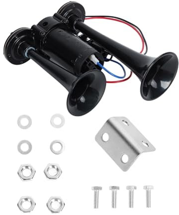 150DB Super Loud Car Horn,12V Dual Electric Air Horns Kit for Vehicles - With Compressor, Applicable for Cars, SUVs, Trucks, Boats (Black)