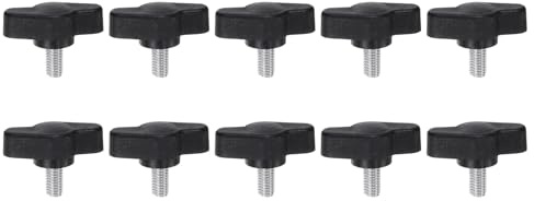 QUARKZMAN 10Pcs Vis de Serrage Étoile Vis à Oreilles M5 x 10mm Filetage Mâle 27mm Tête en Plastique Vis de Serrage Étoile Poignées Réglables Poignées de Serrage Vis à Oreilles, Noir