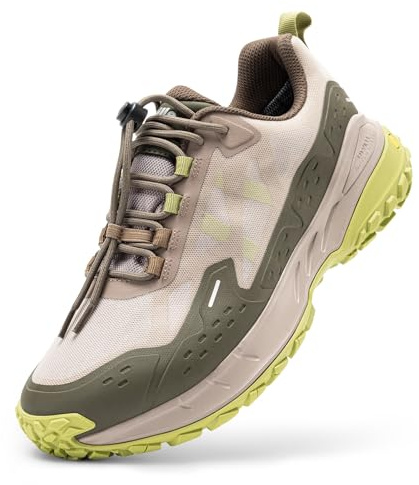 FitVille Extra Anchos Zapatillas de Senderismo Hombre Impermeables Antideslizantes Zapatos de Trekking de Montaña Calzado Deportivo para Caminar y Exteriores Caqui Claro 44.5 EU X-Ancho