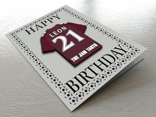 HEART OF MIDLOTHIAN FC FOOTBALL BIRTHDAY CARD – CUSTOMISED FOOTBALL SHIRT THEMED FRIDGE MAGNET BIRTHDAY CARD - THE BEST A FAN CAN GET!