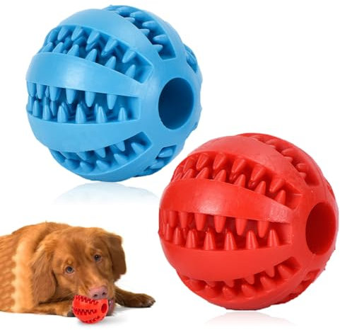 GYCAQAC Hundeball mit Zahnpflege-Funktion Noppen Hundespielzeug aus Naturkautschuk, 2 Stück Futterball für Hunde, Hundespielzeug Intelligenz Ball (Klein 5 cm), Futterball für Hunde