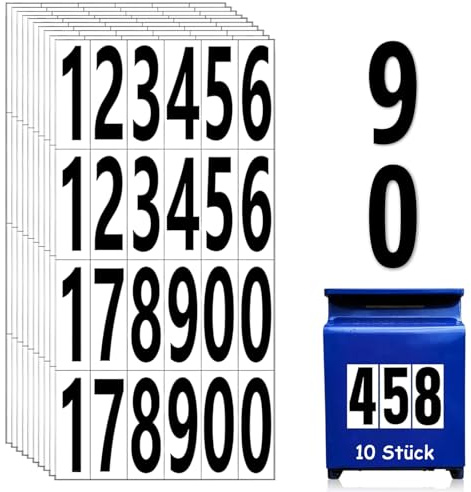 Selbstklebende Zahlenaufkleber, Zahlen Aufkleber, Wetterfest Schwarz, 240 Stück Pack 75mm, Ideal Für Wand, Glas, Fenster, Tür, Fliesen, Wohnbereich, Kinderzimmer, Küche