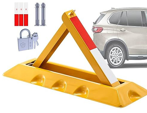 XSDAJSD Abschließbare Parkplatzsperre, zusammenklappbare Parkplatzsicherung, dreieckiger Autoparkpfosten, robuste Parksicherheitspoller (60 cm)