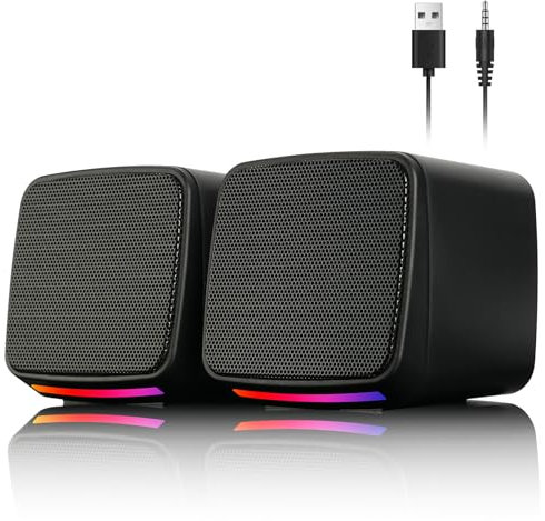 Vicloon Casse PC, Altoparlanti Computer con Ingresso Jack 3.5 mm, Mini Altoparlanti Stereo Compatibili PC/Mac/Smartphone/Tablet, 3W, Alimentazione USB, 1 Paio, Nero