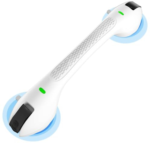 SPECILITE 17inch/44cm Bathroom Suction Grab Rail with Visual Indicator, Max Load 120kg, Safety Shower Handle Ideal for the Elderly, Children, Pregnant, Disabled or People with Limited Mobility, White