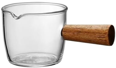 Classic Gravy Boat Glass Milk Jugs Small Milk Cups with Large Pour and Fewer Drips Wooden Handle Small Dish