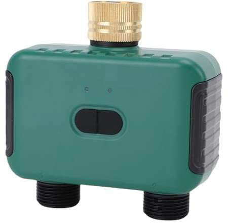 Fockety Smart Dual Zone Water Timer, 2 Outlet Sprinkler Controller mit Messingeinlass IP55 Water Proof Digitalbewässerung LCD -Display für Gartenschlauch von Gartenschlauch,