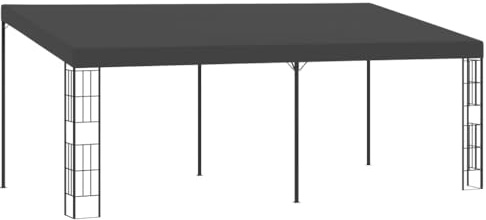 HaoChrymec Wand-Pavillon mit PA-Beschichtung, 100% Polyester, Stahlrahmen, für Garten und Terrasse, Sonnenschutz, Zelt Pavillon, Grillpavillon Winterfest, Anthrazit, 6 x 3 x 2.05/2.62 m