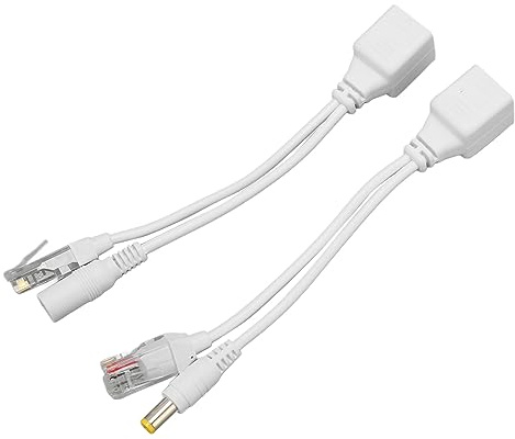 Tbest 12-V-POE-Splitter-Adapter, Plug-and-Play, Einfache Installation, Stabile Signalübertragung für IP-Kamera-Sicherheitssystem, ABS-Gummimaterial (White)