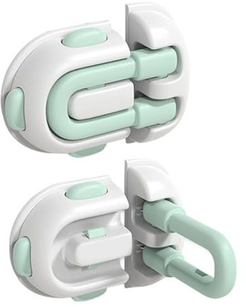 Blocco di Sicurezza per Bambini e Mobili | 2 Ganci di Sicurezza Adesivi per Infanti | di Chiusura Senza Chiave | per Congelatore Dispensa Ante Cassetti Mobili Frigorifero Forno Microonde