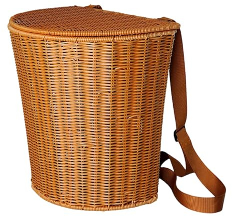 NonMiFyR Cesto Da Raccolta, Cesto per Fiori, Zaino di Grande Capacità, Cesto Portaoggetti Rustico, Organizer Da Picnic per Frutticoltori, Campeggio All'ape, con Coperchio