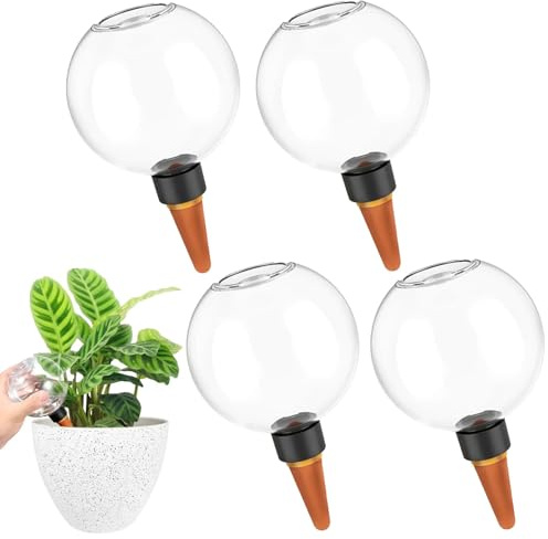 Crunier 4 Stück Pflanzen Bewässerungskugeln Selbstbewässerung 500ml, Wasserspender Pflanzen Bewässerung, Automatische Pflanzenbewässerung, Plant Watering Dispenser für Urlaub und Büro