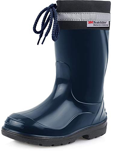 Ladeheid Botas de Agua para niños Botas de Lluvia con Suelas Antideslizantes Unisex Goma para Niñas Rainboots for Kids Impermeables LA-972 (Azul Oscuro/Negro, 33 EU)