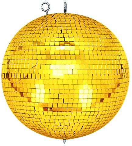 Bola de espejos con ojal de seguridad, 30 cm, dorada, para discoteca