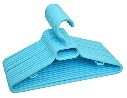 FenixDepot Children Plastic Hangers Set of 15, Suitable for Kids Clothes Non-Slip, Space Saving - Set of 15 (Blue)