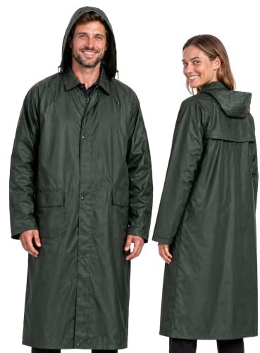 BWOLF POSEIDON Regenmantel Herren Regenmantel Wasserdichte Lange Regenjacke Outdoor Wiederverwendbare Regenbekleidung mit Kapuze