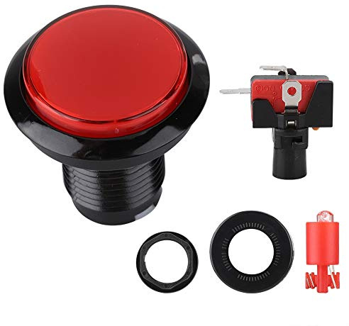 ciciglow Botones De Arcade, Botón Pulsador Iluminado con LED De Cúpula De 46 Mm, Interruptor De Botones De Arcade, Reemplazo Juegos De Máquina De Botón, Pieza De Bricolaje para(Rojo)